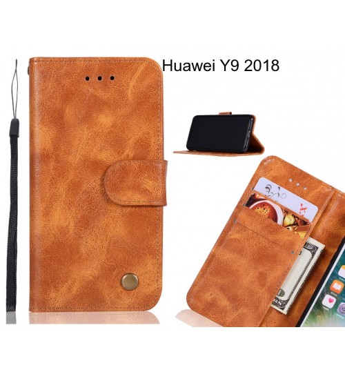 Huawei Y9 2018 Case Executive Leather Wallet Case - Brown