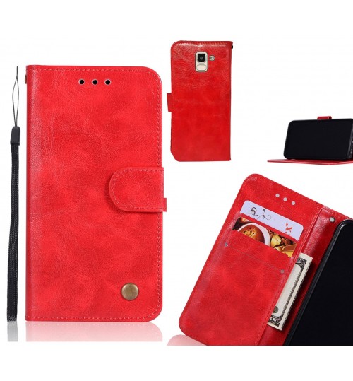 Galaxy J6 Case Executive Leather Wallet Case - Red