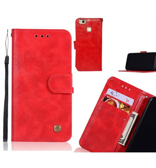 Huawei P9 Lite Case Executive Leather Wallet Case - Red
