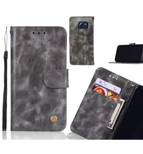 S6 Edge Plus Case Executive Leather Wallet Case - Grey