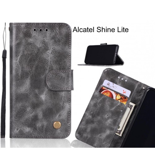 Alcatel Shine Lite Case Executive Leather Wallet Case - Grey