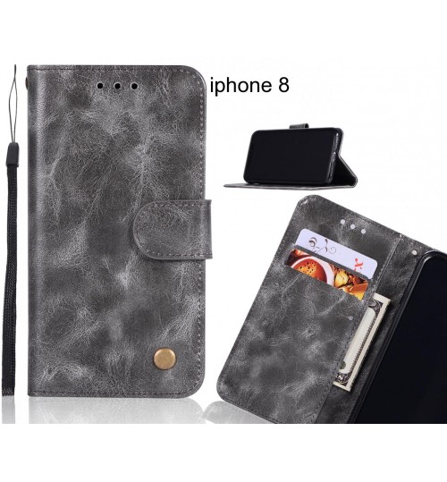 Iphone 8 Case Executive Leather Wallet Case - Grey