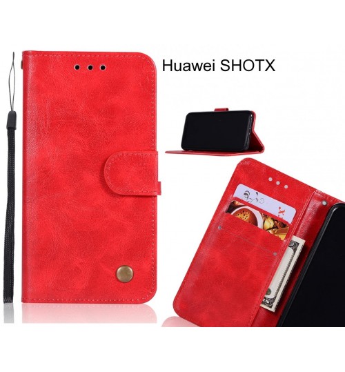 Huawei Shotx Case Executive Leather Wallet Case - Red