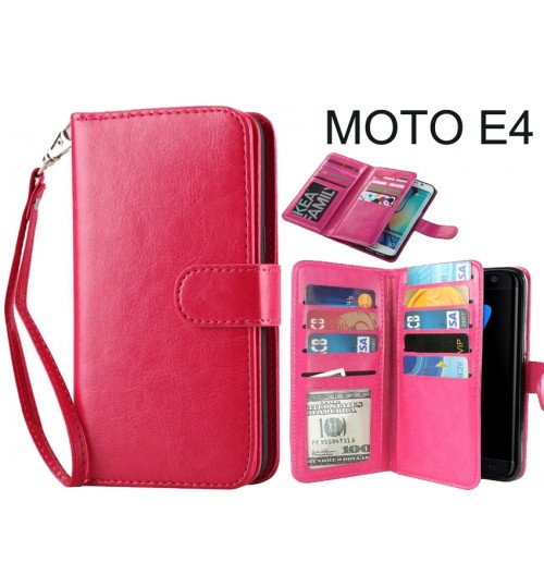 Moto E4 Case Multifunction Wallet Leather Case - Blue