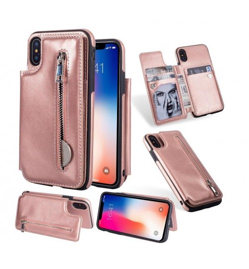 iPhone XS CASE Leather Flip Wallet Card Holder Case Cover