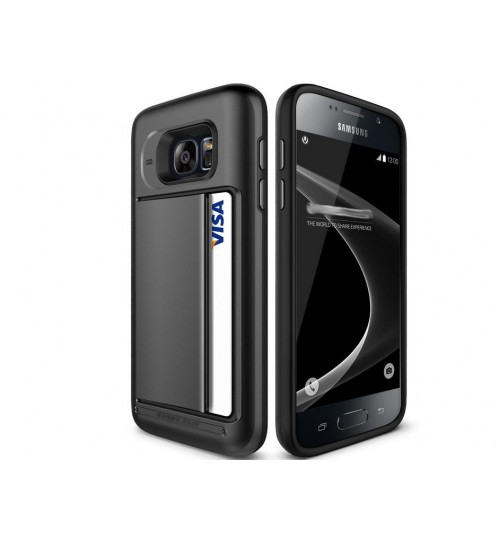 Galaxy S7 impact proof hybrid case card clip