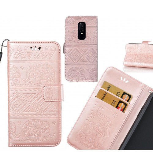 OnePlus 6 case Wallet Leather flip case Embossed Elephant Pattern