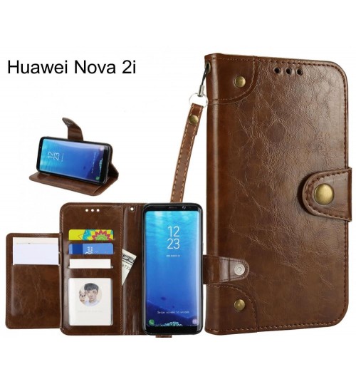 Huawei Nova 2i Case Executive Fine Leather Wallet Case - Brown