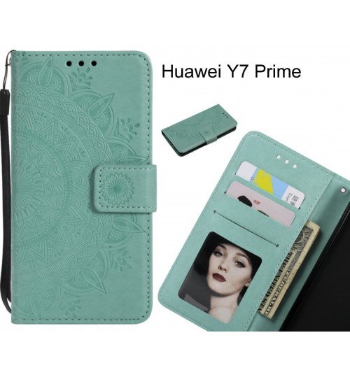 Huawei Y7 Prime Case mandala embossed leather wallet case