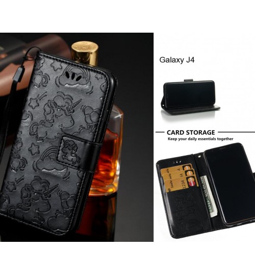 Galaxy J4 Case Leather Wallet Flip Case embossed unicon pattern