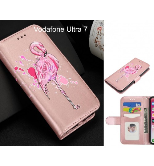 Vodafone Ultra 7 Case Wallet Leather Case Flamingo Pattern