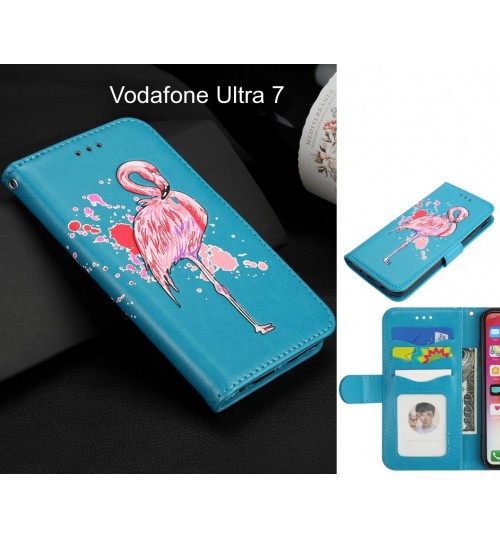 Vodafone Ultra 7 Case Wallet Leather Case Flamingo Pattern