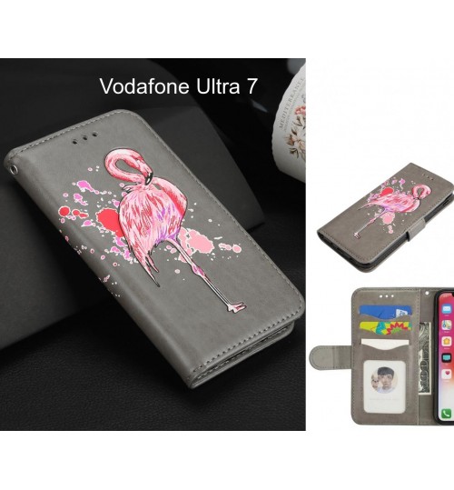 Vodafone Ultra 7 Case Wallet Leather Case Flamingo Pattern