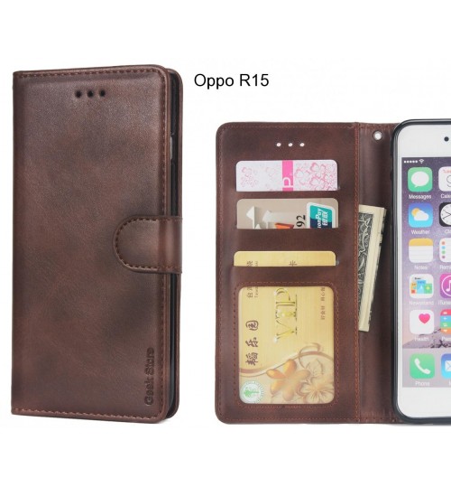 Oppo R15 Case Executive Leather Wallet Case - Brown