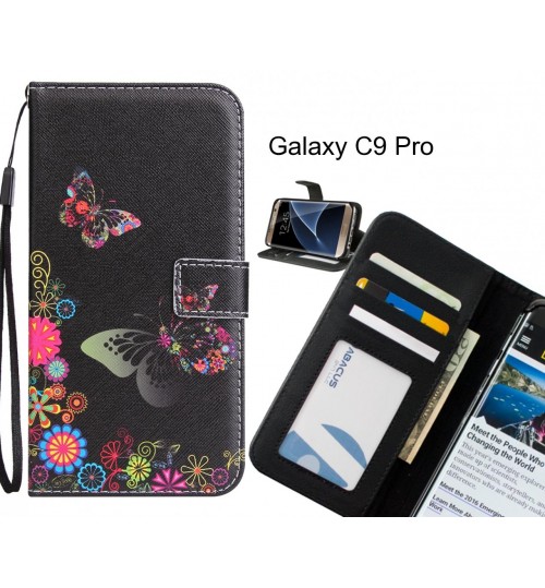 Galaxy C9 Pro Case 3 card leather wallet case printed ID