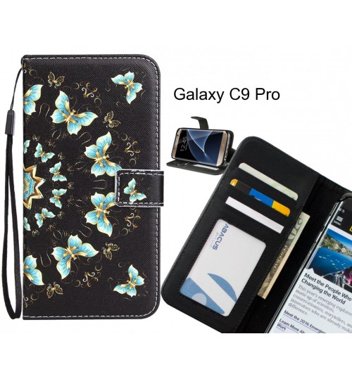 Galaxy C9 Pro Case 3 card leather wallet case printed ID