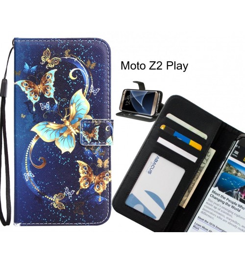 Moto Z2 Play Case 3 card leather wallet case printed ID