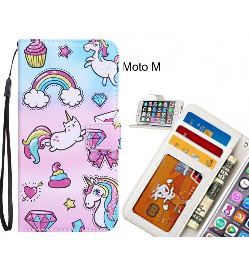 Moto M Case 3 card leather wallet case printed ID