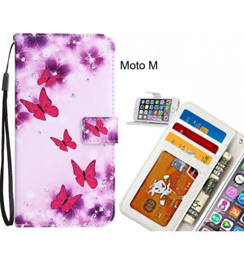 Moto M Case 3 card leather wallet case printed ID