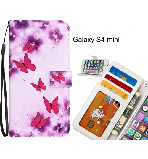 Galaxy S4 mini Case 3 card leather wallet case printed ID