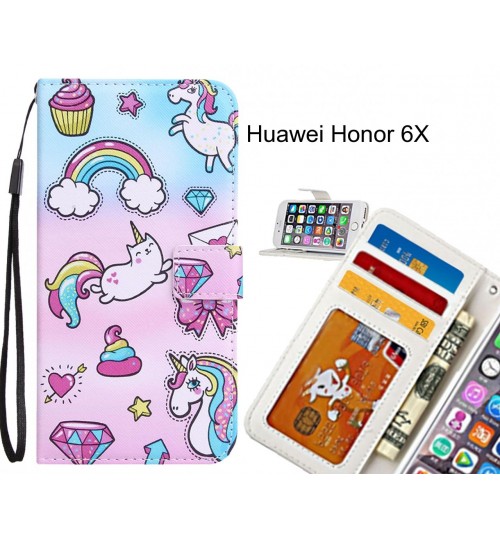 Huawei Honor 6X Case 3 card leather wallet case printed ID