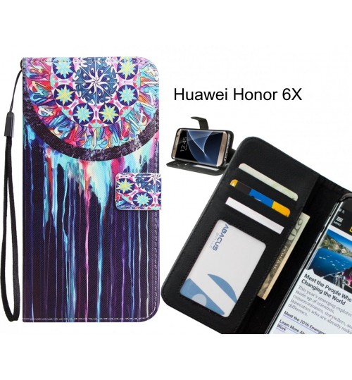 Huawei Honor 6X Case 3 card leather wallet case printed ID