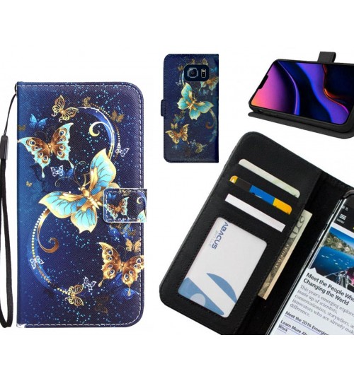 Galaxy S6 Case 3 card leather wallet case printed ID