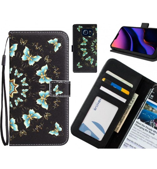 Galaxy S6 Case 3 card leather wallet case printed ID