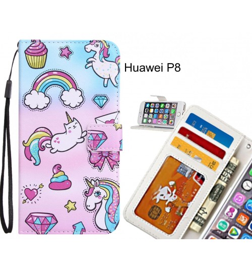 Huawei P8 Case 3 card leather wallet case printed ID