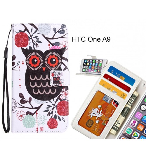 HTC One A9 Case 3 card leather wallet case printed ID