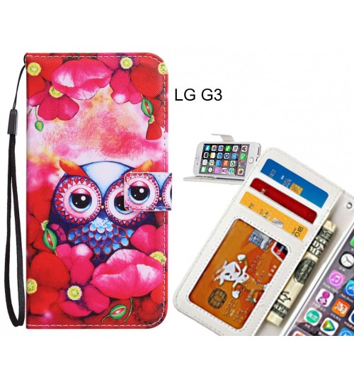 LG G3 Case 3 card leather wallet case printed ID