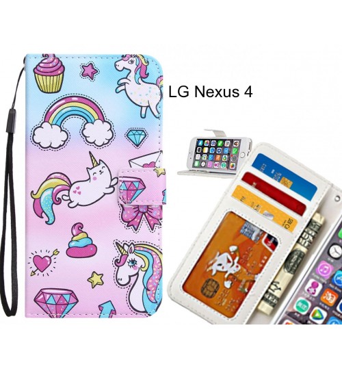 LG Nexus 4 Case 3 card leather wallet case printed ID