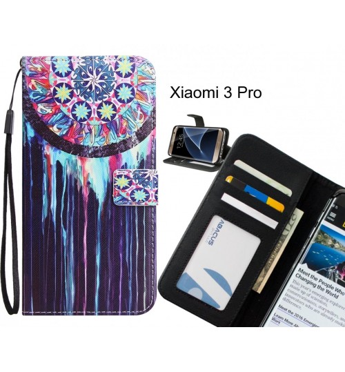 Xiaomi 3 Pro Case 3 card leather wallet case printed ID