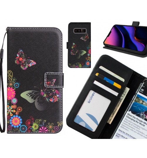 Galaxy Note 8 Case 3 card leather wallet case printed ID