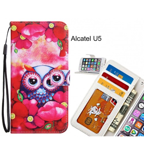 Alcatel U5 Case 3 card leather wallet case printed ID