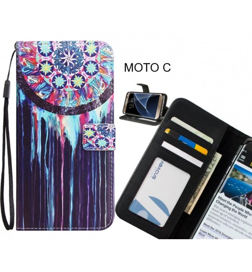 MOTO C Case 3 card leather wallet case printed ID