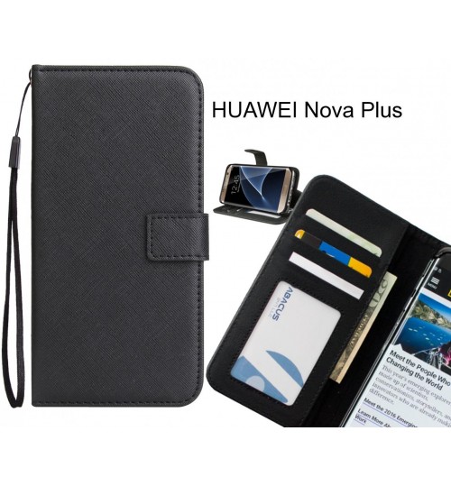Huawei Nova Plus Case Wallet Leather Id Card Case - Black