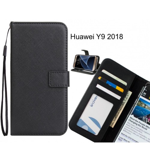 Huawei Y9 2018 Case Wallet Leather Id Card Case - Black