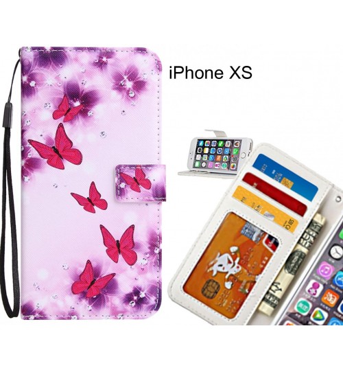 iPhone XS Case 3 card leather wallet case printed ID