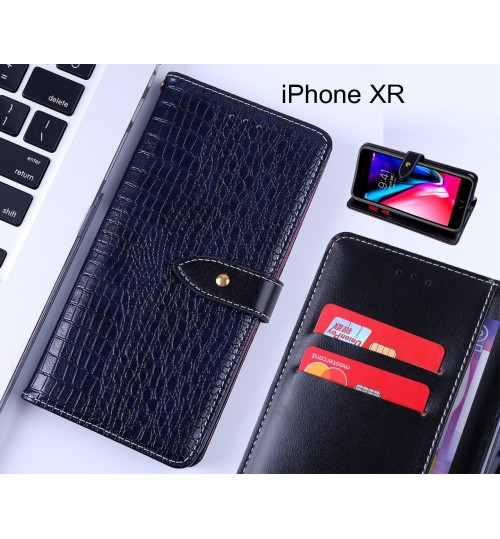 iPhone XR case leather wallet case croco style