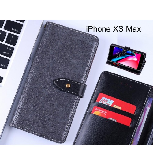 iPhone XS Max case leather wallet case croco style