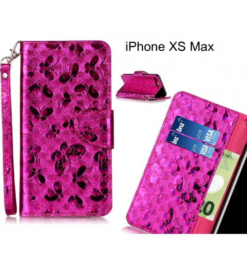 iPhone XS Max Case Wallet Leather Flip Case laser butterfly