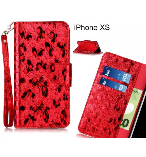 iPhone XS Case Wallet Leather Flip Case laser butterfly