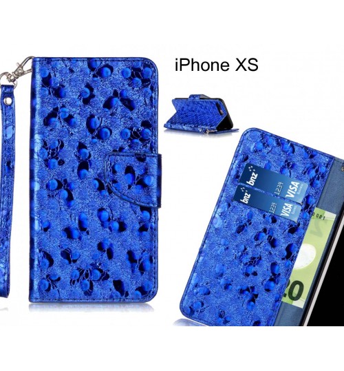 iPhone XS Case Wallet Leather Flip Case laser butterfly