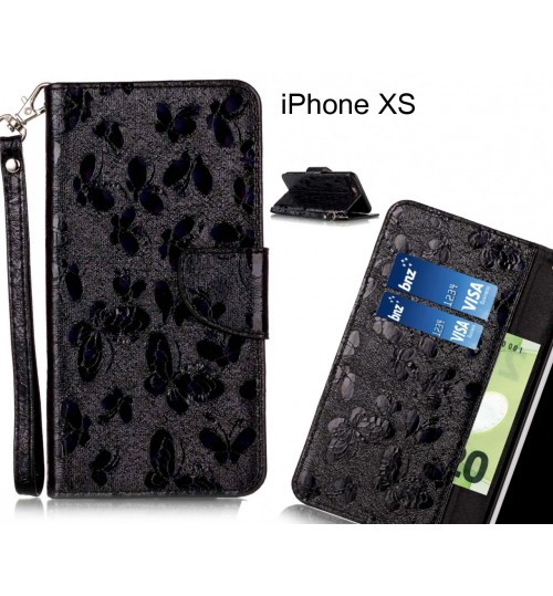 iPhone XS Case Wallet Leather Flip Case laser butterfly