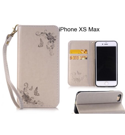 iPhone XS Max CASE Premium Leather Embossing wallet Folio case