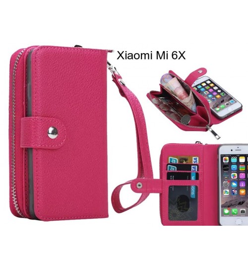 Xiaomi Mi 6x Case Coin Wallet Case Full Wallet Leather Case - Hot Pink
