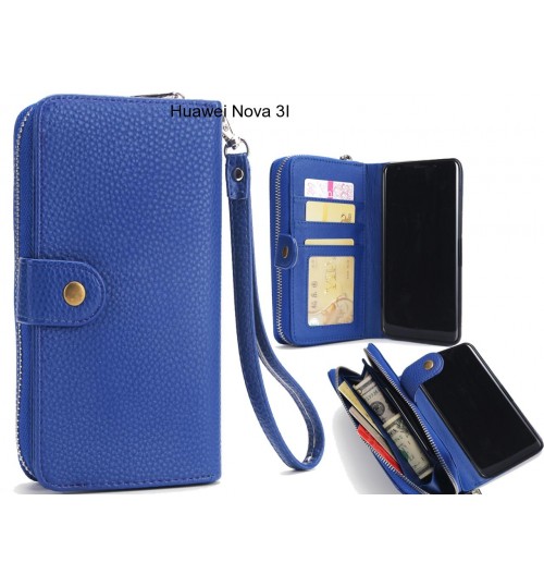 Huawei Nova 3i Case Coin Wallet Case Full Wallet Leather Case - Dark Blue