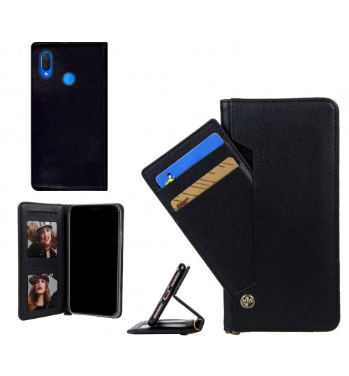 Huawei Nova 3i Case Slim Leather Wallet Case 6 Cards 2 Id Magnet - Black