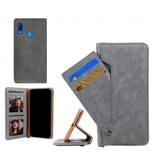 Huawei Nova 3i Case Slim Leather Wallet Case 6 Cards 2 Id Magnet - Grey